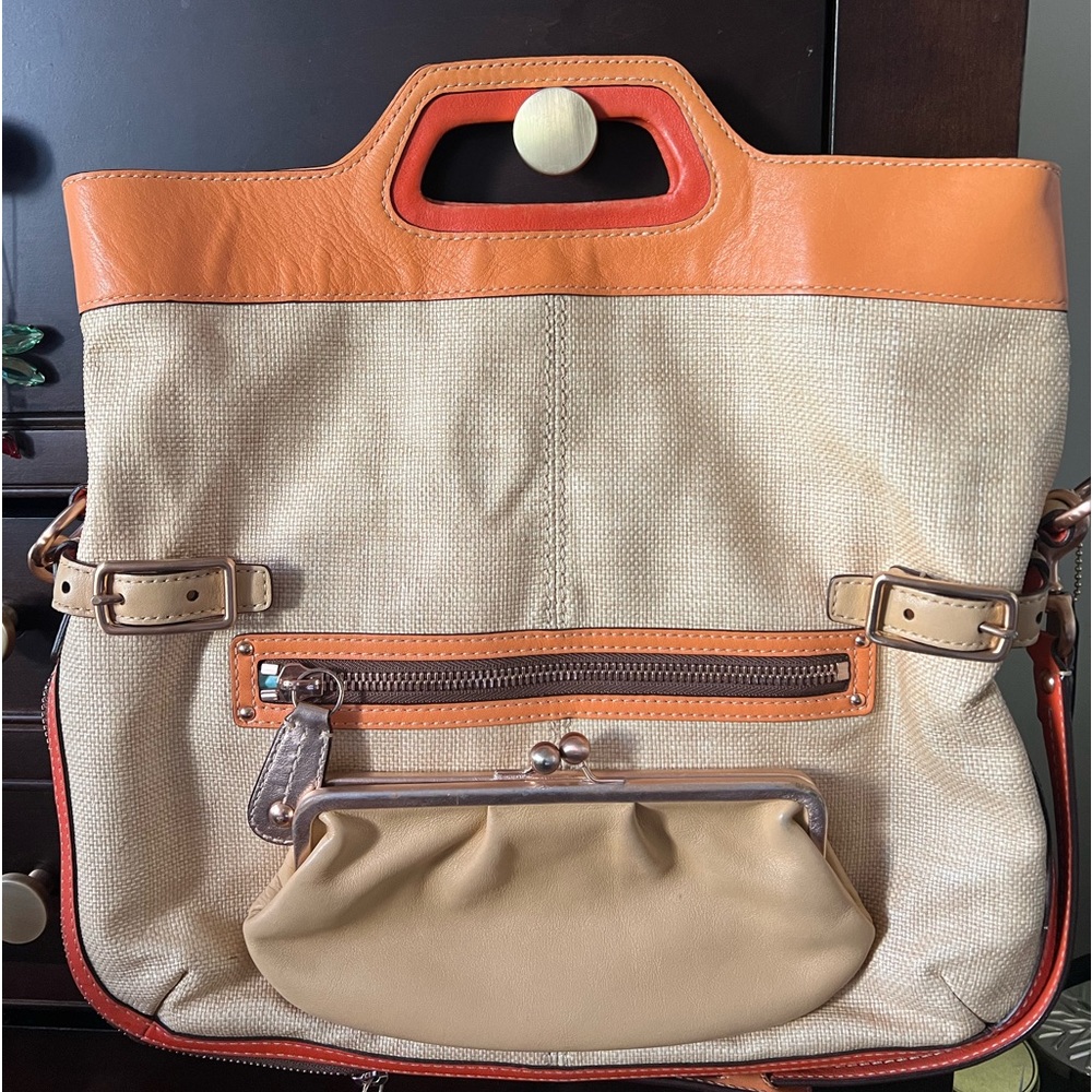 Coach Large Straw Bonnie Ivory Handbag